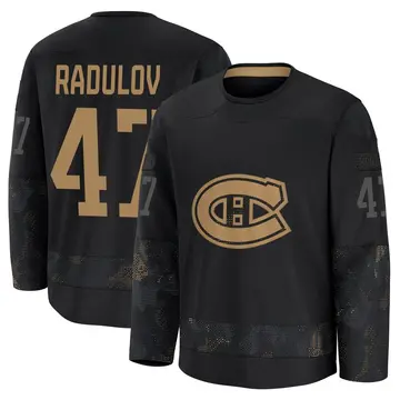 Men's Alexander Radulov Montreal Canadiens ＃47 Premium Black 2024 Military Appreciation Practice Jersey