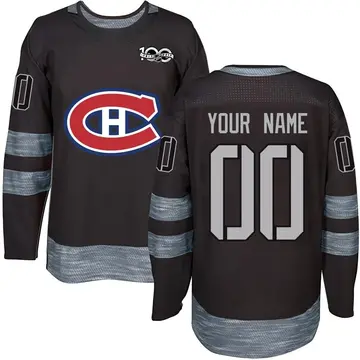 Men's Custom Montreal Canadiens ＃00 Authentic Black 1917-2017 100th Anniversary Jersey