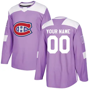 Men's Custom Montreal Canadiens ＃00 Authentic Purple Fights Cancer Practice Jersey