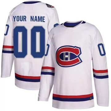 Men's Custom Montreal Canadiens ＃00 Authentic White 2017 100 Classic Jersey