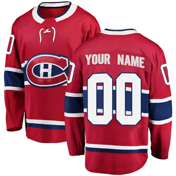 Men's Custom Montreal Canadiens ＃00 Breakaway Red Home Jersey