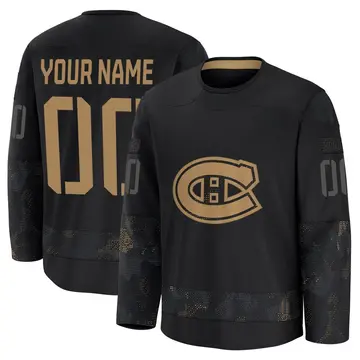 Men's Custom Montreal Canadiens ＃00 Premium Black 2024 Military Appreciation Practice Jersey