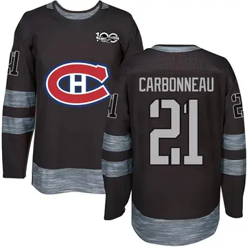 Men's Guy Carbonneau Montreal Canadiens ＃21 Authentic Black 1917-2017 100th Anniversary Jersey