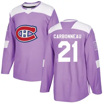 Men's Guy Carbonneau Montreal Canadiens ＃21 Authentic Purple Fights Cancer Practice Jersey