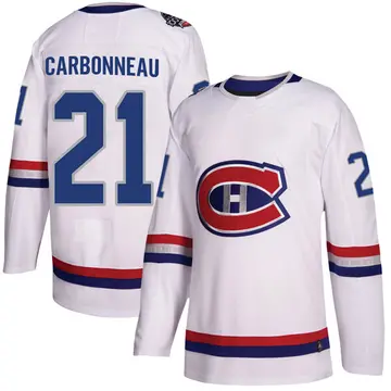 Men's Guy Carbonneau Montreal Canadiens ＃21 Authentic White 2017 100 Classic Jersey