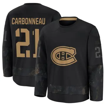 Men's Guy Carbonneau Montreal Canadiens ＃21 Premium Black 2024 Military Appreciation Practice Jersey