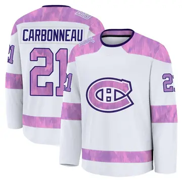 Men's Guy Carbonneau Montreal Canadiens ＃21 Premium White 2024 Hockey Fights Cancer Practice Jersey