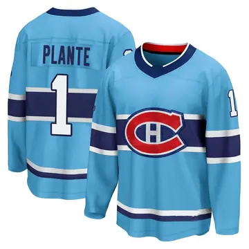 Men's Jacques Plante Montreal Canadiens ＃1 Breakaway Light Blue Special Edition 2.0 Jersey