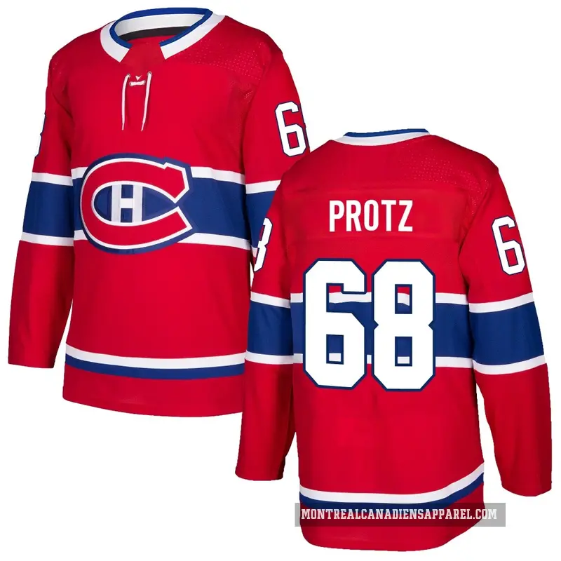 Men's Owen Protz Montreal Canadiens ＃68 Authentic Red Home Jersey