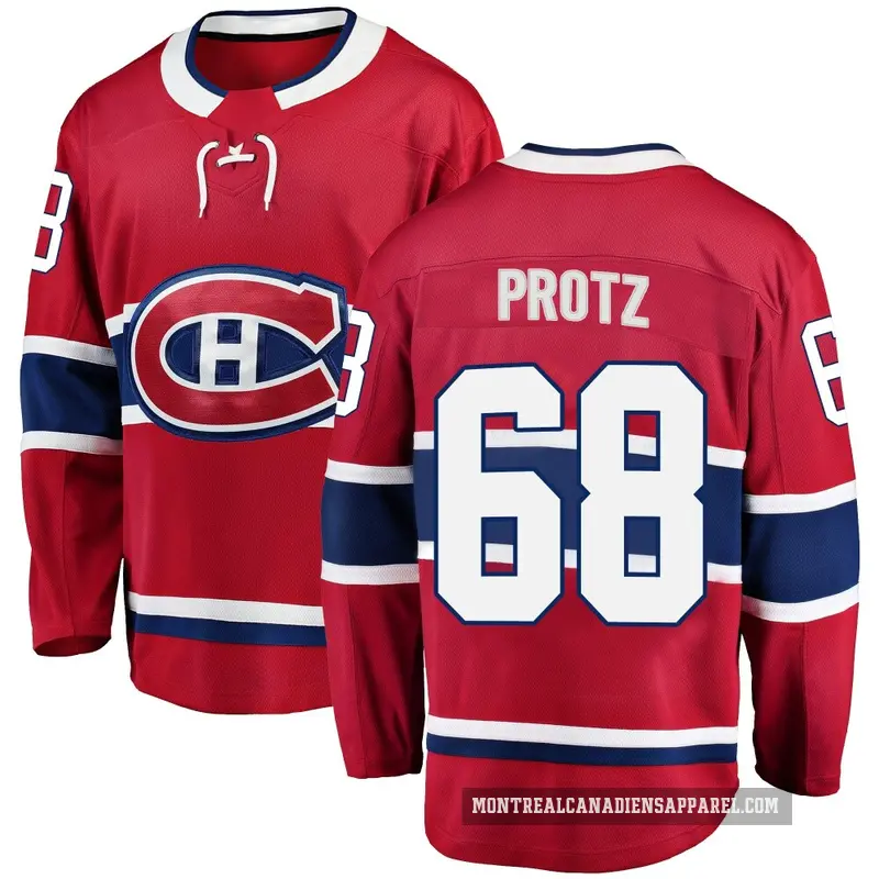 Men's Owen Protz Montreal Canadiens ＃68 Breakaway Red Home Jersey