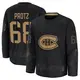 Men's Owen Protz Montreal Canadiens ＃68 Premium Black 2024 Military Appreciation Practice Jersey