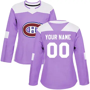 Women's Custom Montreal Canadiens ＃00 Authentic Purple Fights Cancer Practice Jersey