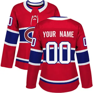 Women's Custom Montreal Canadiens ＃00 Authentic Red Home Jersey
