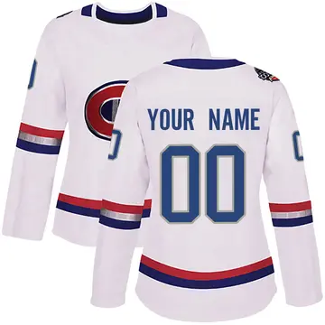 Women's Custom Montreal Canadiens ＃00 Authentic White 2017 100 Classic Jersey