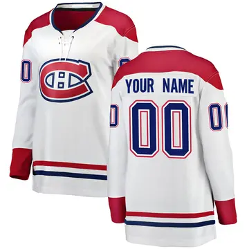 Women's Custom Montreal Canadiens ＃00 Breakaway White Away Jersey