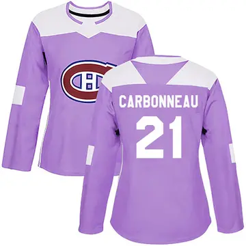 Women's Guy Carbonneau Montreal Canadiens ＃21 Authentic Purple Fights Cancer Practice Jersey