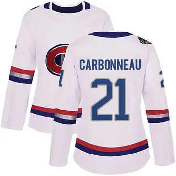 Women's Guy Carbonneau Montreal Canadiens ＃21 Authentic White 2017 100 Classic Jersey
