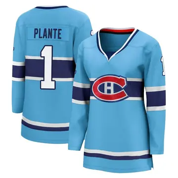 Women's Jacques Plante Montreal Canadiens ＃1 Breakaway Light Blue Special Edition 2.0 Jersey