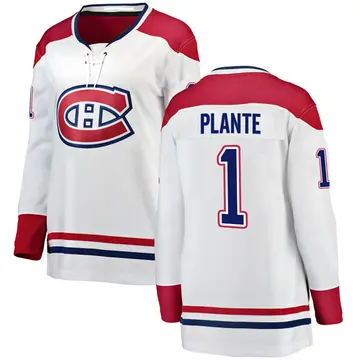 Women's Jacques Plante Montreal Canadiens ＃1 Breakaway White Away Jersey