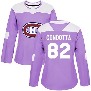 Women's Lucas Condotta Montreal Canadiens ＃82 Authentic Purple Fights Cancer Practice Jersey