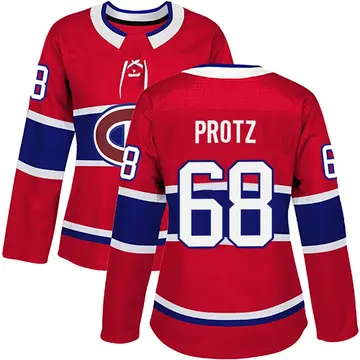 Women's Owen Protz Montreal Canadiens ＃68 Authentic Red Home Jersey