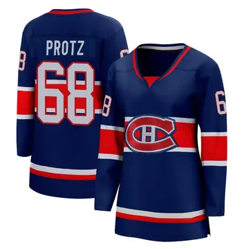 Women's Owen Protz Montreal Canadiens ＃68 Breakaway Blue 2020/21 Special Edition Jersey