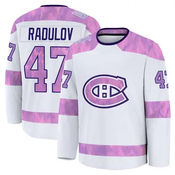 Youth Alexander Radulov Montreal Canadiens ＃47 Premium White 2024 Hockey Fights Cancer Practice Jersey