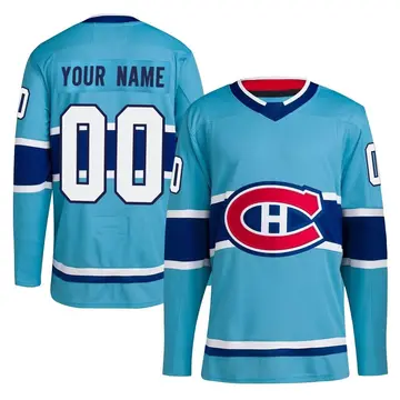 Youth Custom Montreal Canadiens ＃00 Authentic Light Blue Reverse Retro 2.0 Jersey