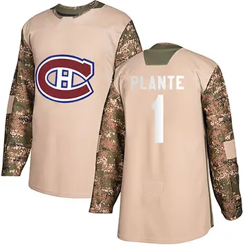 Youth Jacques Plante Montreal Canadiens ＃1 Authentic Camo Veterans Day Practice Jersey