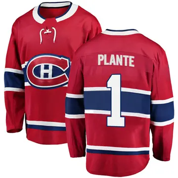 Youth Jacques Plante Montreal Canadiens ＃1 Breakaway Red Home Jersey