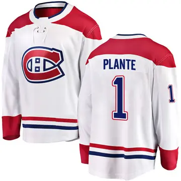 Youth Jacques Plante Montreal Canadiens ＃1 Breakaway White Away Jersey