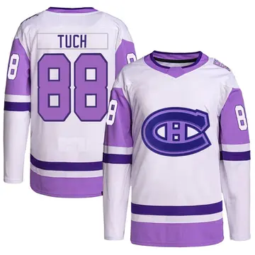 Youth Luke Tuch Montreal Canadiens ＃88 Authentic White/Purple Hockey Fights Cancer Primegreen Jersey