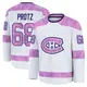 Youth Owen Protz Montreal Canadiens ＃68 Premium White 2024 Hockey Fights Cancer Practice Jersey